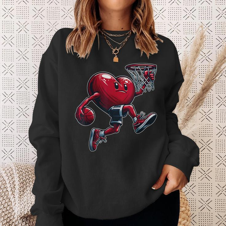 Valentine's Day Heart Slam Dunk Basketball Team Player Sweatshirt Gifts for Her