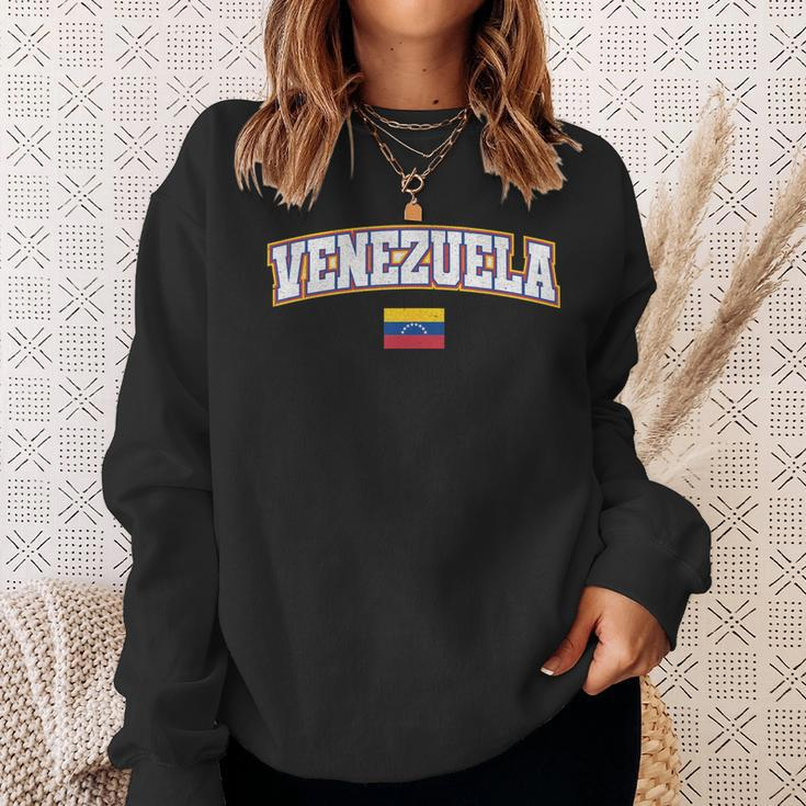 Venezuela Varsity World Flag Weathered Sweatshirt Gifts for Her