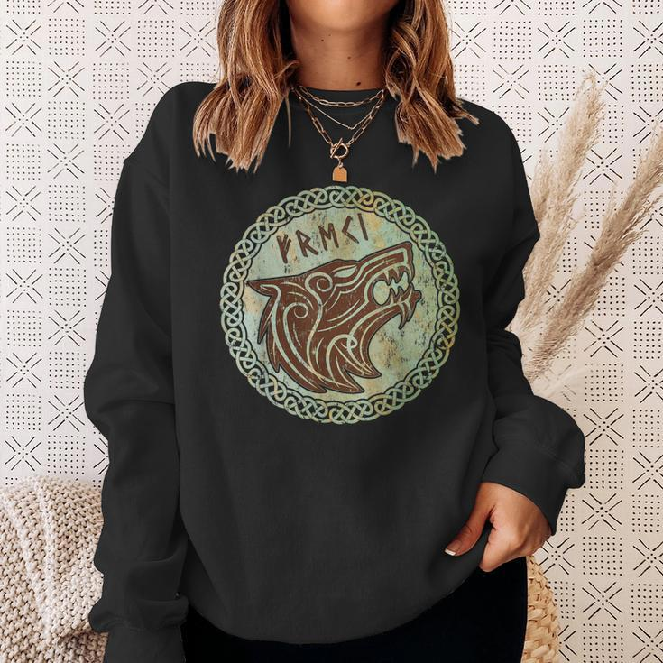 Viking Odin Wolf Fenrir Freki Norse God Myth Celtic Vintage Sweatshirt Gifts for Her