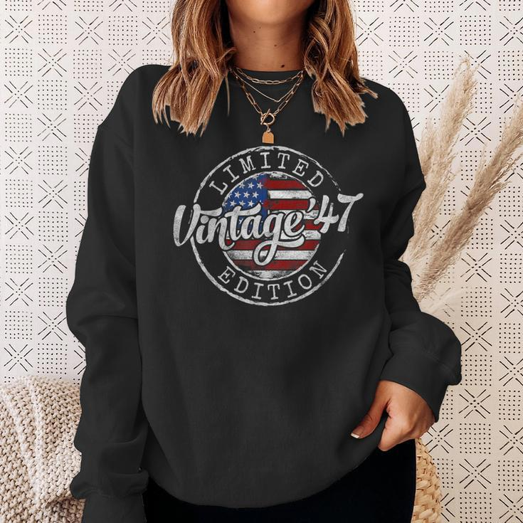 Vintage 1947 Flag Stamp 77Th Birthday 77 Year Old Sweatshirt Gifts for Her