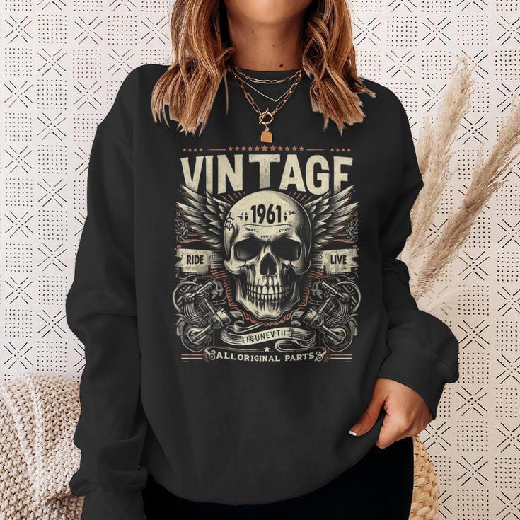 Vintage 1961 Geboren 1961 Geburtstag Totenkopf Biker Motorrad Sweatshirt Geschenke für Sie