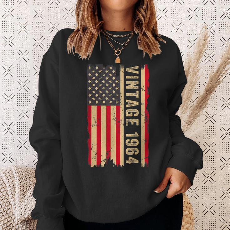 Vintage 1964 60Th Birthday 60 Years Old American Flag Sweatshirt Gifts for Her
