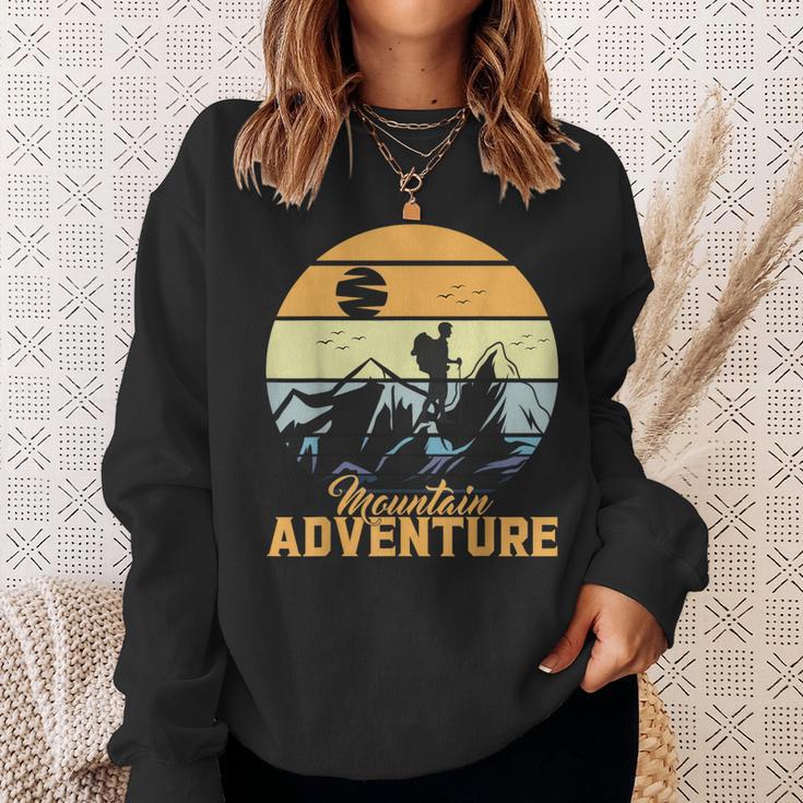 Vintage Adventure Awaits Explore The Mountains Camping Sweatshirt Gifts for Her