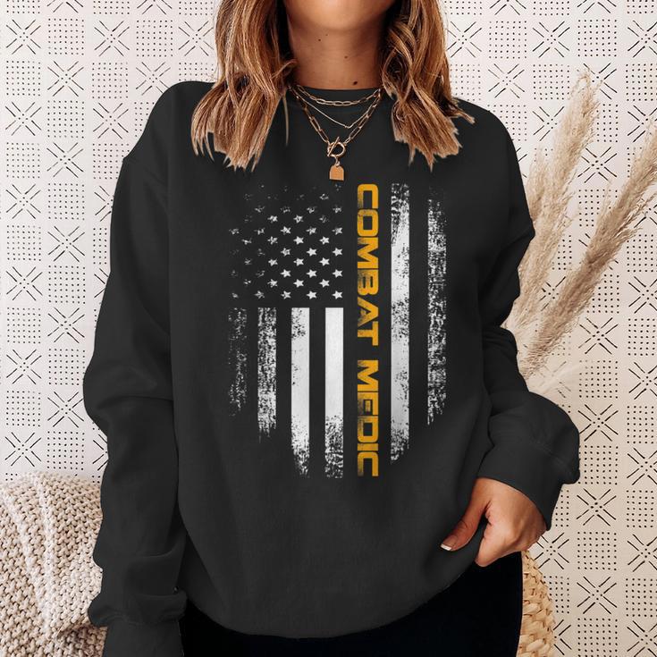 Vintage American Usa Flag Combat Medic Veteran Sweatshirt Gifts for Her