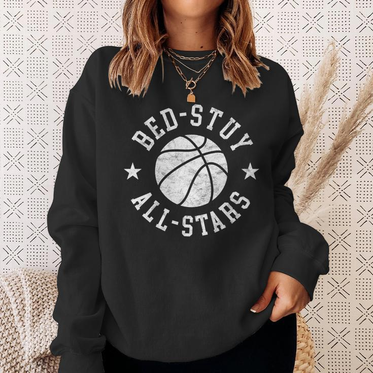 Vintage Bed-Stuy All-Stars Retro Distressed 80S Basketball Sweatshirt Gifts for Her
