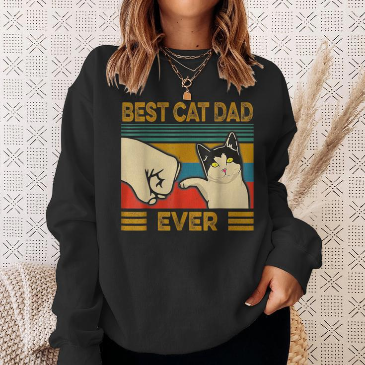 Vintage Best Cat Dad Ever Bump Fit Sweatshirt Geschenke für Sie