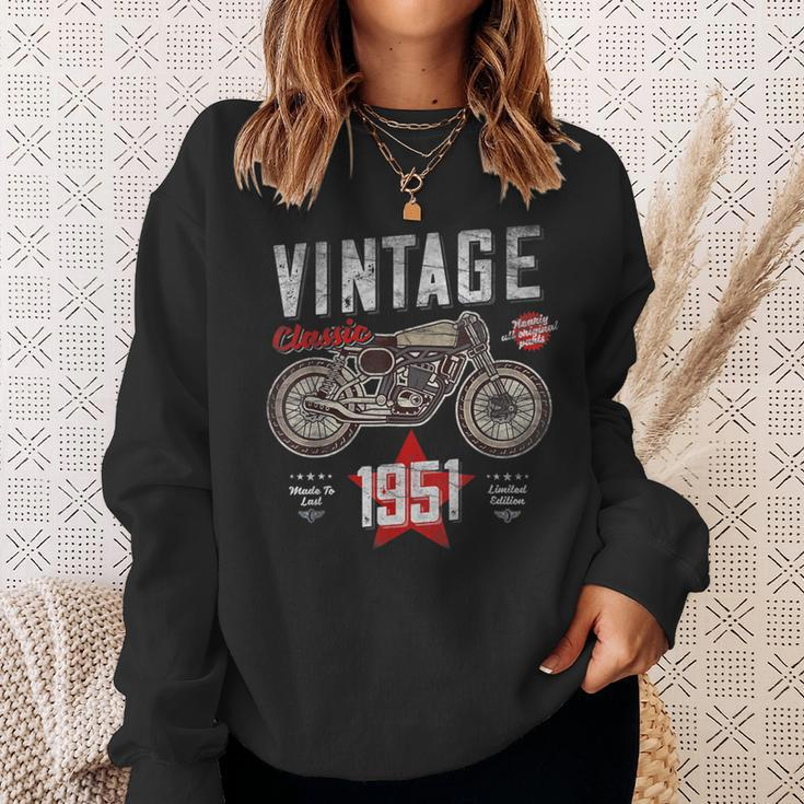 Vintage Born 1951 70Th Birthday Classic Retro Motorbike Sweatshirt Gifts for Her