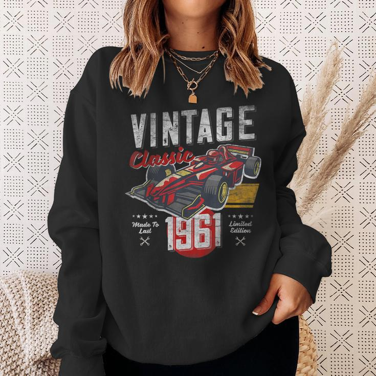 Vintage Born 1961 60Th Birthday Grand Prix Race Car Sweatshirt Gifts for Her