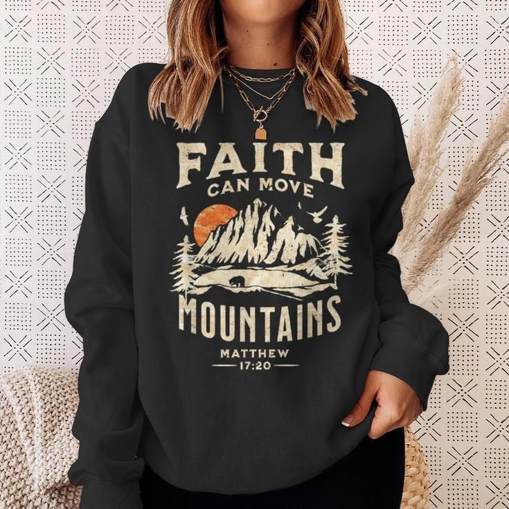 Vintage Faith Can Move Mountains Christian Sweatshirt Gifts for Her