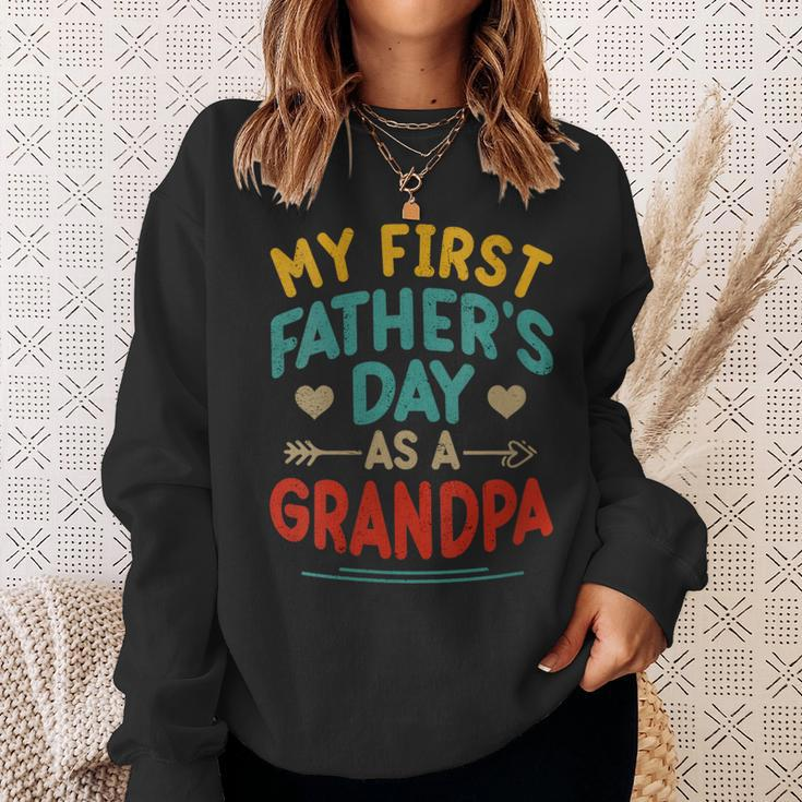 Vintage My First Father's Day As A Grandpa Father's Day Sweatshirt Gifts for Her