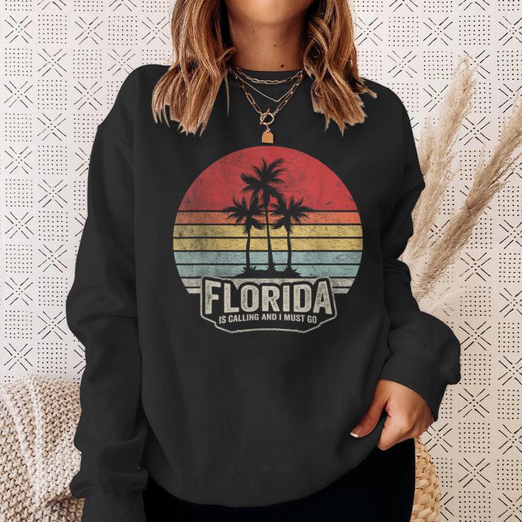 Vintage Florida Is Calling I Must Go Summer Florida Vacation Sweatshirt Gifts for Her