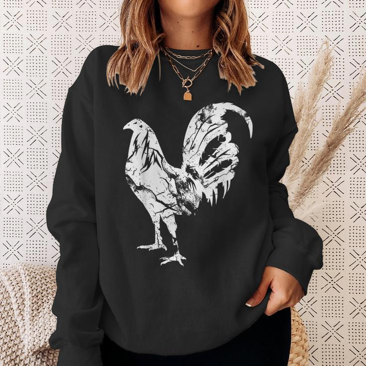 Vintage Game Fowl Rooster Gallero Distressed Sweatshirt Gifts for Her