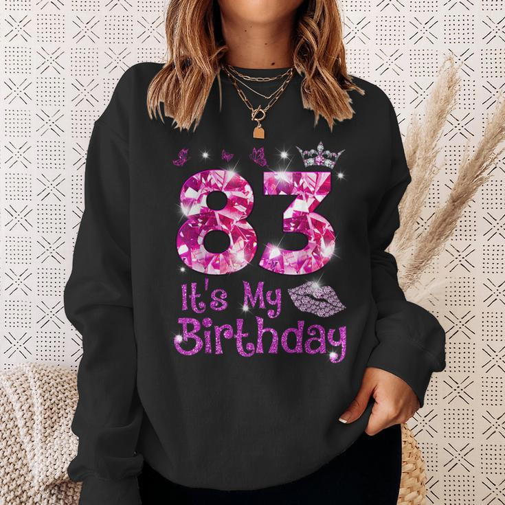 Vintage Happy 83 It's My Birthday Crown Lips 83Rd Birthday Sweatshirt Gifts for Her