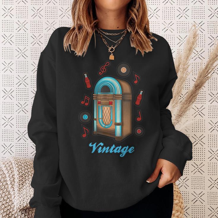 Vintage Jukebox Classic Sock Hop Jukebox Record Player Sweatshirt Gifts for Her