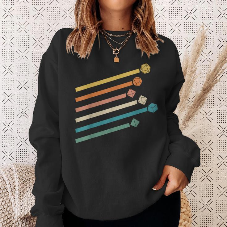 Vintage Minimalist Geeky Polyhedral Falling Retro Rainbow Sweatshirt Gifts for Her