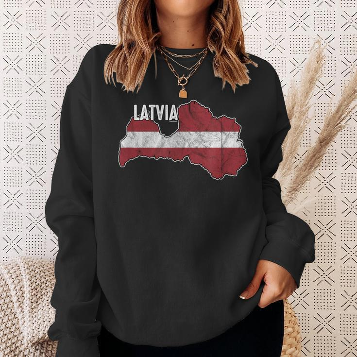 Vintage Patriotic Letts Latvians Pride Latvia Flag Sweatshirt Gifts for Her