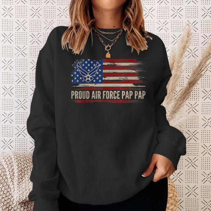 Vintage Proud Air Force Pap Pap American Flag Veteran Sweatshirt Gifts for Her