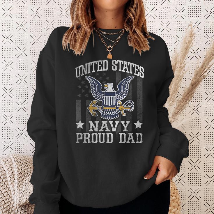 Vintage Proud Dad Us NavyUnited States Navy Sweatshirt Gifts for Her