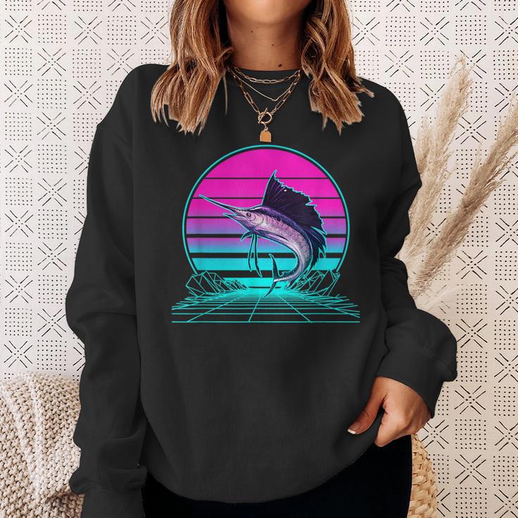 Vintage Retro Sunset Marlin Sweatshirt Geschenke für Sie