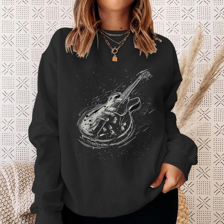 Vintage Rock Music Lover Distressed Guitar Rocker Spirit Sweatshirt Gifts for Her
