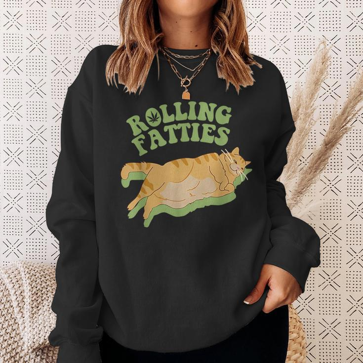Vintage Rolling Fatties Cat Retro Kitty Kitten Meow Menwomen Sweatshirt Gifts for Her