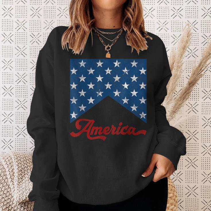 Vintage Style American Flag Independence Day 4Th Of July Sweatshirt Gifts for Her