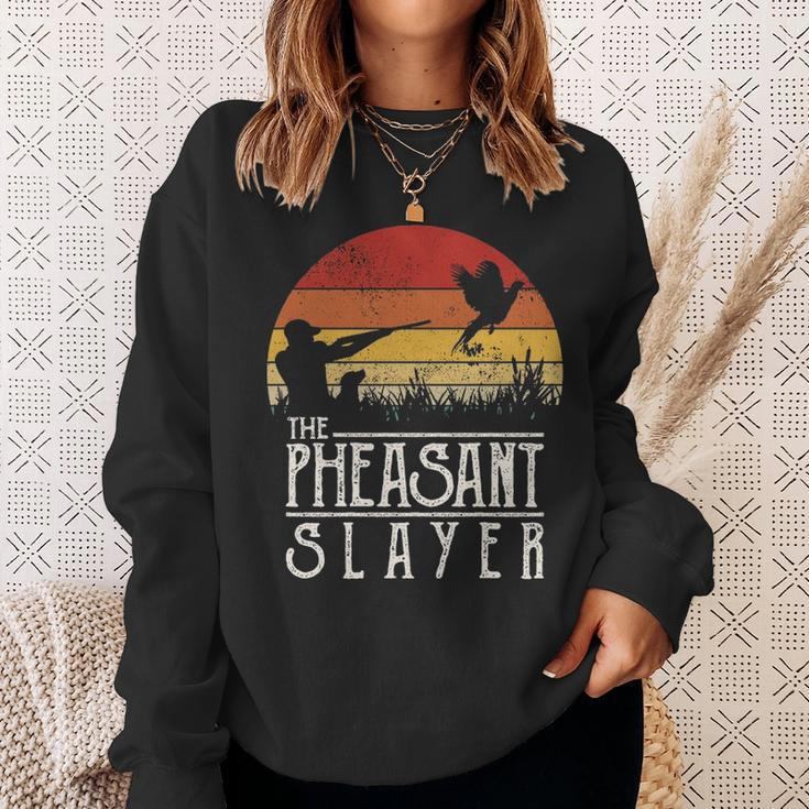 Vintage Sunset Retro Style Pheasant Hunting Pheasant Slayer Sweatshirt Gifts for Her