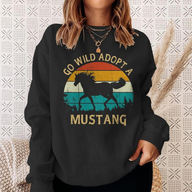 Vintage Sunset Wild Mustang Horse Go Wild Adopt A Mustang Sweatshirt Gifts for Her