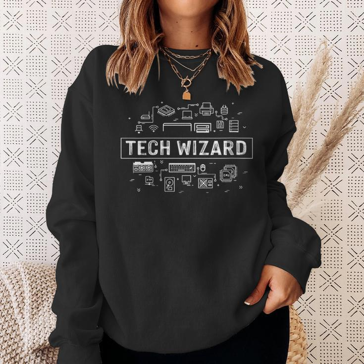Vintage-Tech Wizard-Cool Technology System-Administrator Sweatshirt Gifts for Her