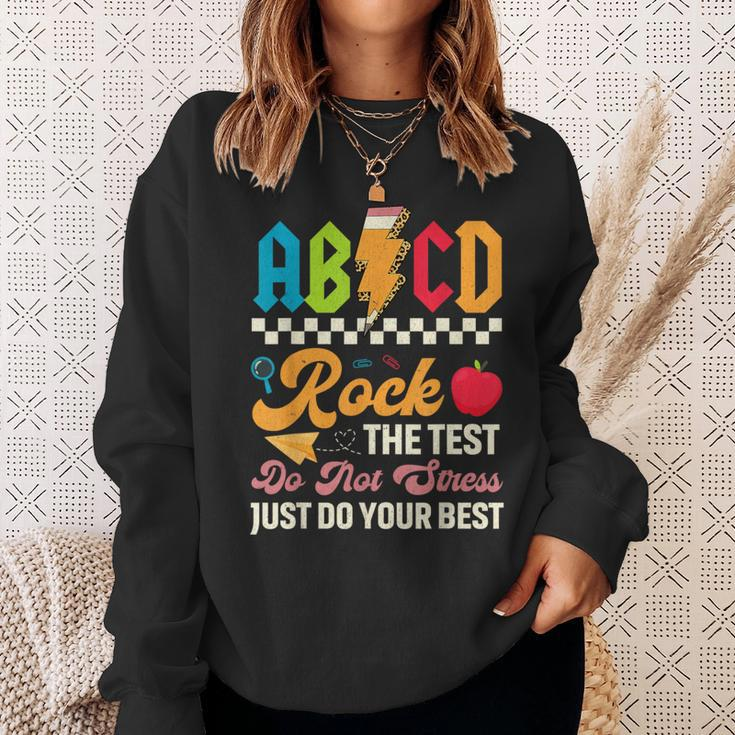 Vintage Testing Abcd Rock The Test Day Teachers Students Sweatshirt Gifts for Her