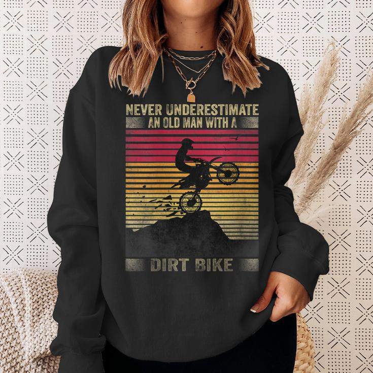 Vintage Never Underestimate An Old Man With A Dirt Bike Sweatshirt Gifts for Her