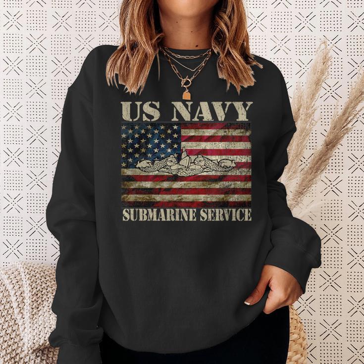 Vintage Us Navy Submarine Service American Flag Sweatshirt Gifts for Her