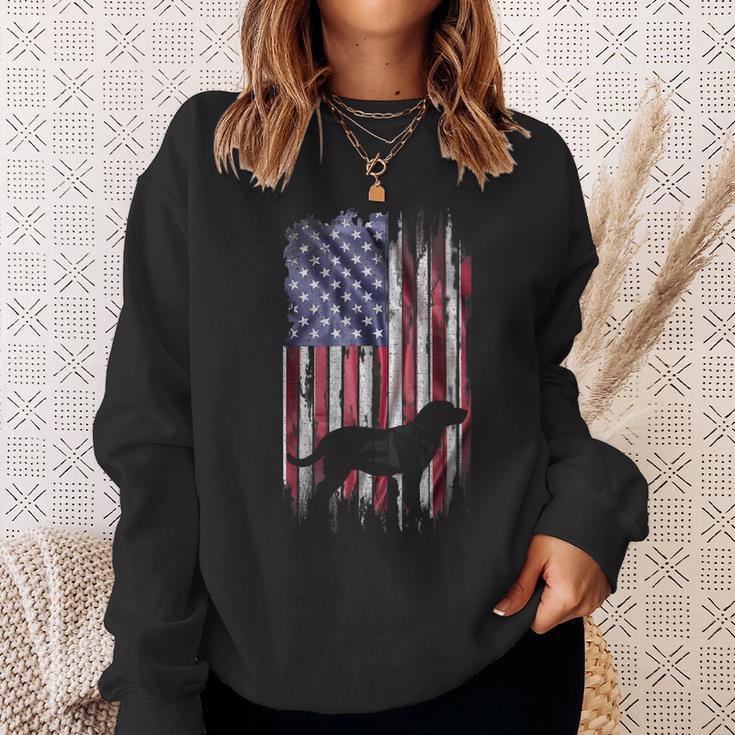 Vintage Usa Flag Love Labrador Retriever Dog Lab Silhouette Sweatshirt Gifts for Her