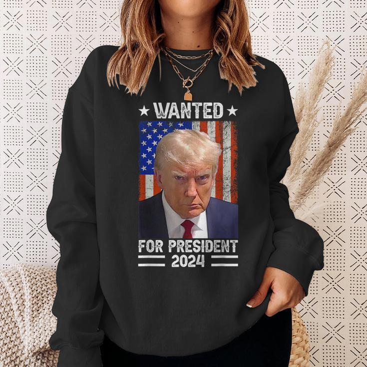 Vintage Usa Flag Wanted For President 2024 Trump Hot Sweatshirt Gifts for Her
