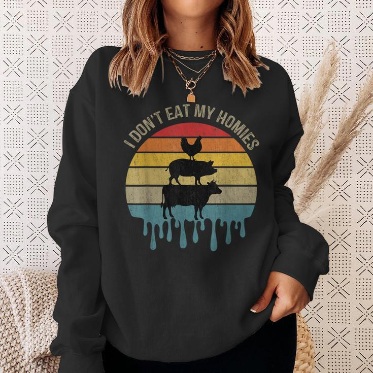 Vintage Vegetarian I Don't Eat Homies Vegan Farmer My Animal Sweatshirt Gifts for Her