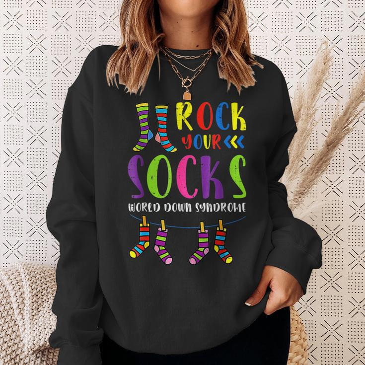 Vintage World Down Syndrome Day Rock Your Socks Awareness Sweatshirt Gifts for Her
