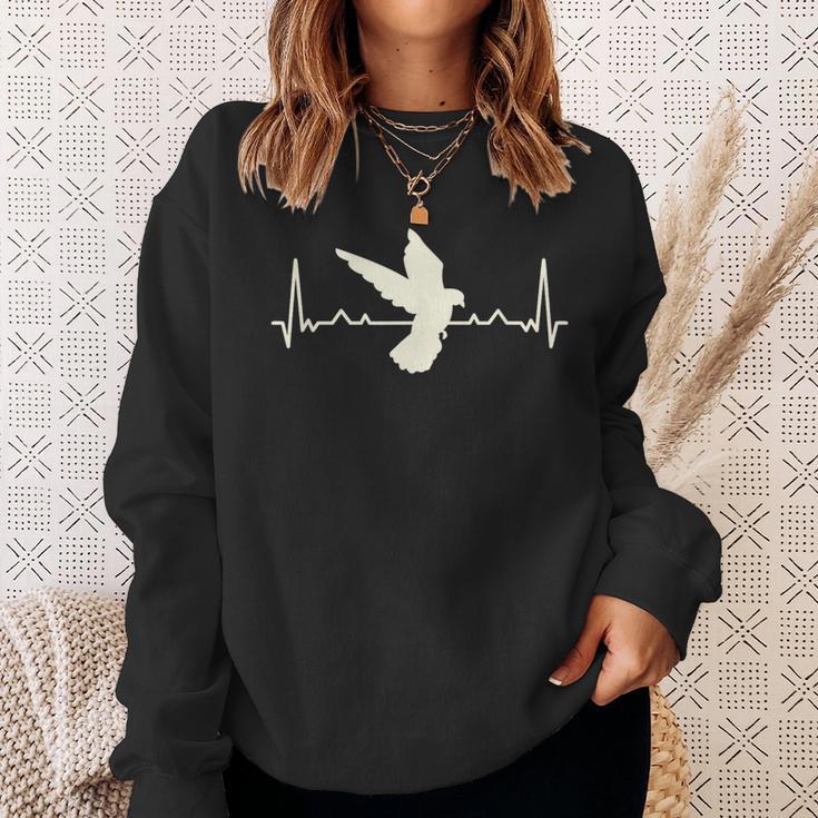 Vogel Taube Herzfrequenz Heart Rhythm Sweatshirt Geschenke für Sie