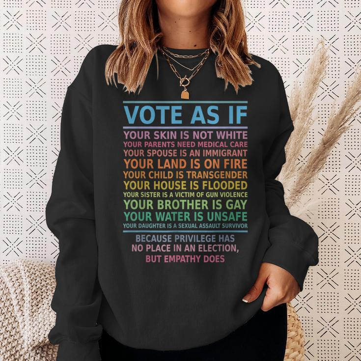 Vote As If Your Skin Is Not White Human's Rights Apparel Sweatshirt Gifts for Her
