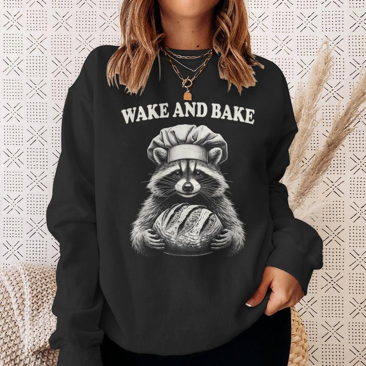 Wake And Bake Sourdough Raccoon Baker Meme Sweatshirt Gifts for Her