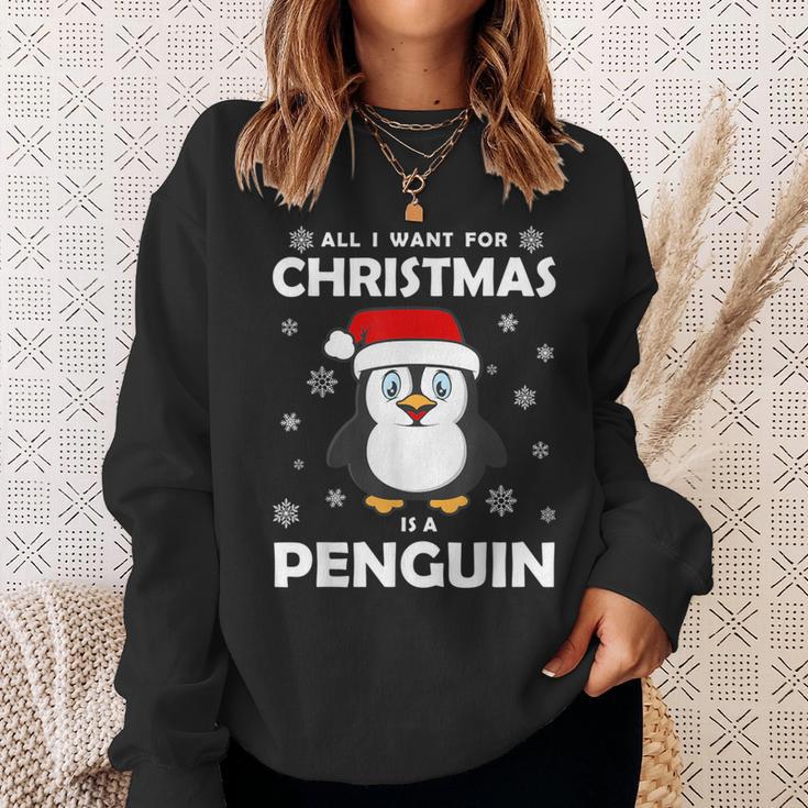 All I Want For Christmas Is A Penguin Merry Christmas Xmas Sweatshirt Gifts for Her