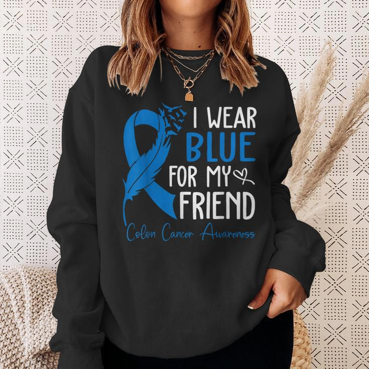 I Wear Blue For My Friend Warrior Colon Cancer Awareness Sweatshirt Gifts for Her