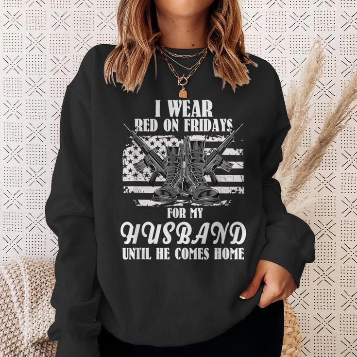 I Wear Red On Fridays For My Husband Us Military Sweatshirt Gifts for Her