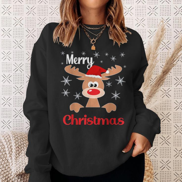 Weihnachts Rentier Weihnachtsmütze Merry Christmas Sweatshirt Geschenke für Sie