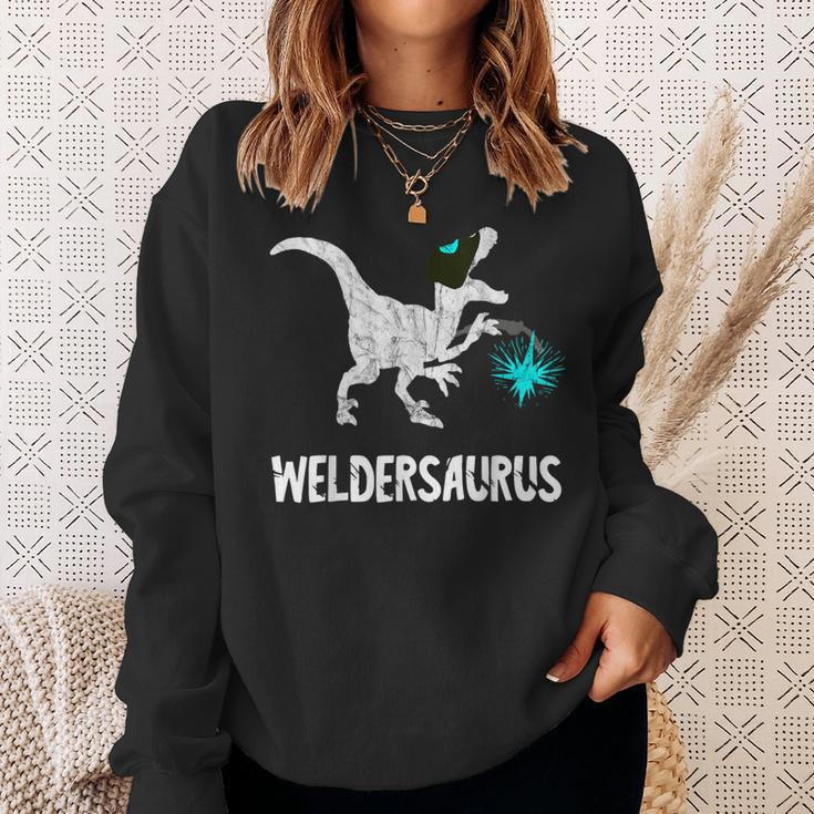Welder Dinosaurs Mig Welding Dino Sl Worker T-Rex Sweatshirt Gifts for Her