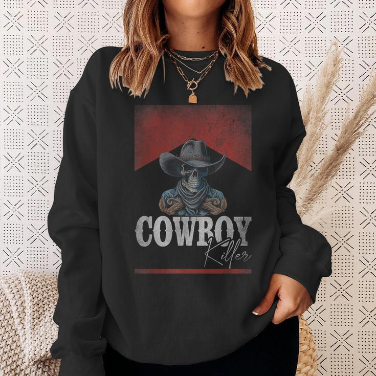 Western Cowboy Killer Cowboy Skeleton Hat And Scarf Sweatshirt Gifts for Her