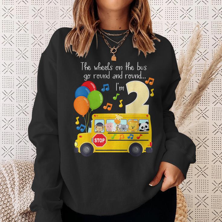 The Wheels On The Bus 2Nd Birthday 2 Yrs Old Family Matching Sweatshirt Gifts for Her