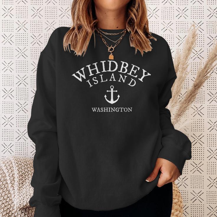 Whidbey Island Wa Washington Nautical Theme Sea Town Sweatshirt Gifts for Her