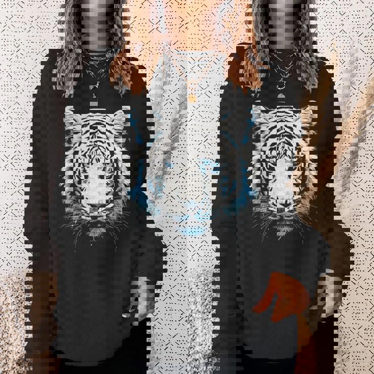White Tiger Blue Eyes Wild Cat Animal Sweatshirt Gifts for Her