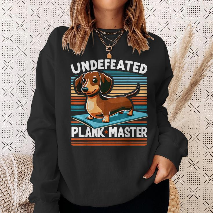 Wiener Dog Sports Lover Undefeated Plank Master Dachshund Sweatshirt Gifts for Her