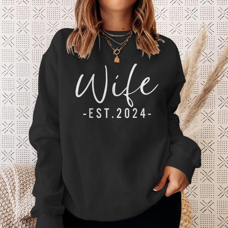 Wife Est 2024 Just Married Honeymoon Wedding Couples Sweatshirt Gifts for Her
